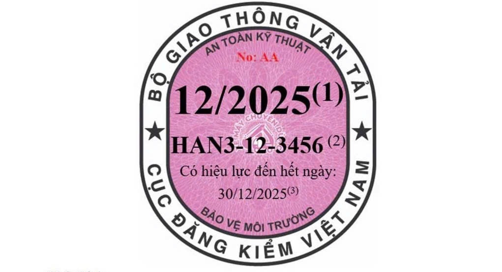 Tem kiểm định màu hồng tím