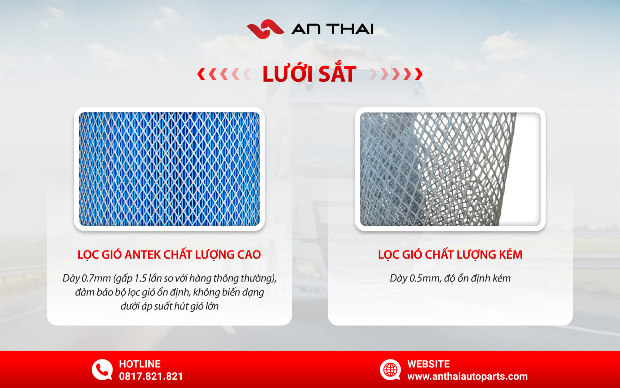 Lưới sắt của Lọc gió Antek có độ dày lên tới 0.7mm (gấp 1.5 lần so với hàng thông thường)
