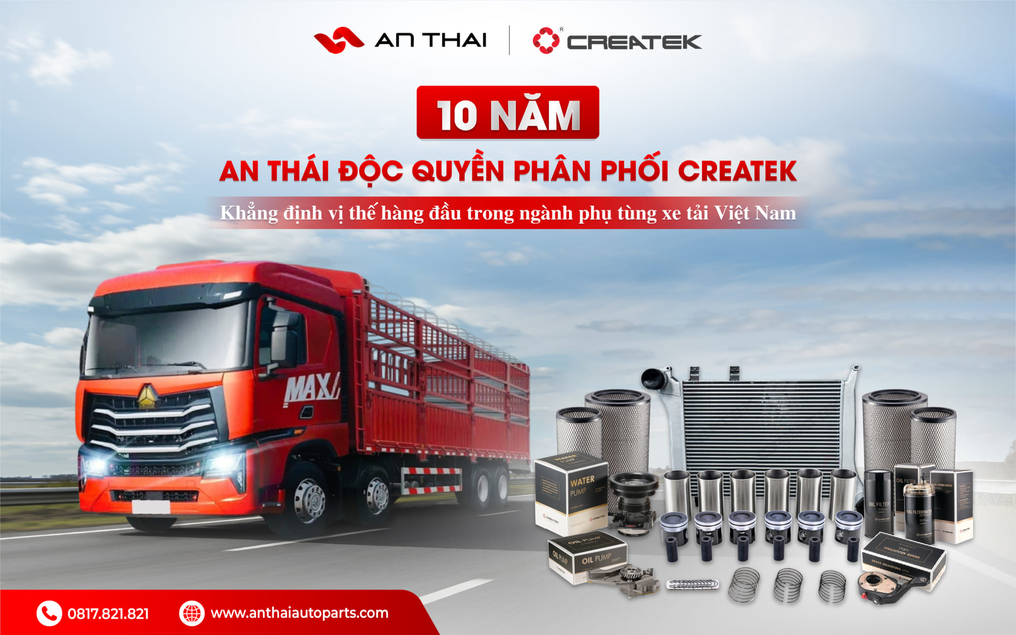 An Thái là nhà phân phối độc quyền sản phẩm phụ tùng Createk tại Việt Nam